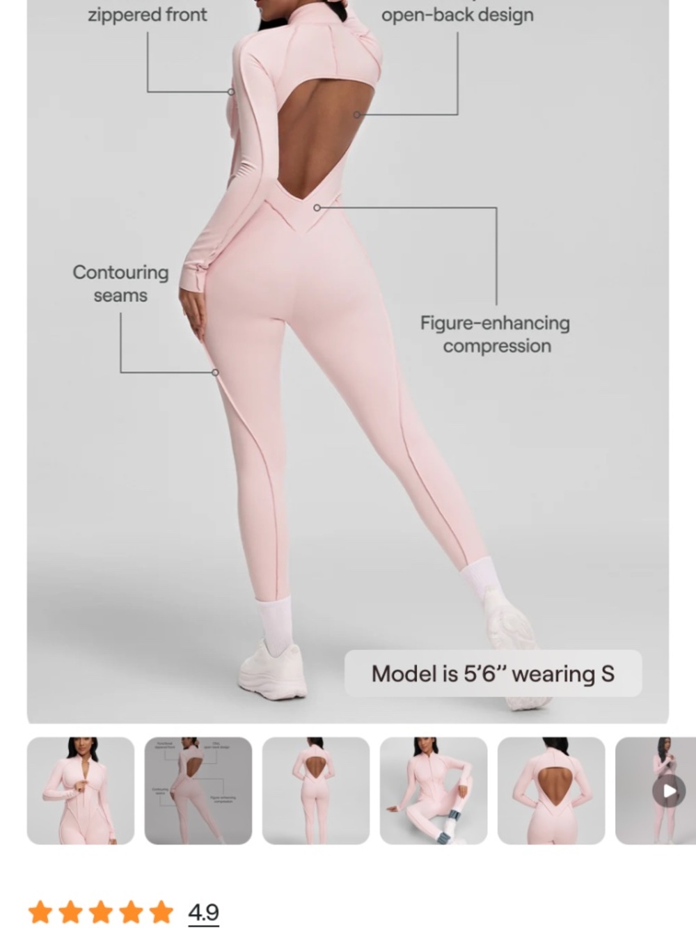 BetterMe Full-Length bodysuit jumpsuit ballet Pink , Medium (NWOT) - Picture 2 of 7